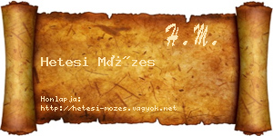 Hetesi Mózes névjegykártya